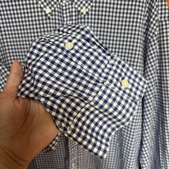 VTG Polo Ralph Lauren Button Down Shirt Mens XXL Blue Gingham Oxford Long Sleeve - Picture 5 of 8